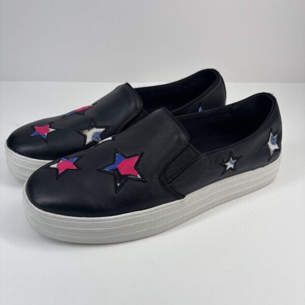 Skechers Double-Up Starstruck Women's US 8 Black Slip-On Sneakers Faux Fur Star